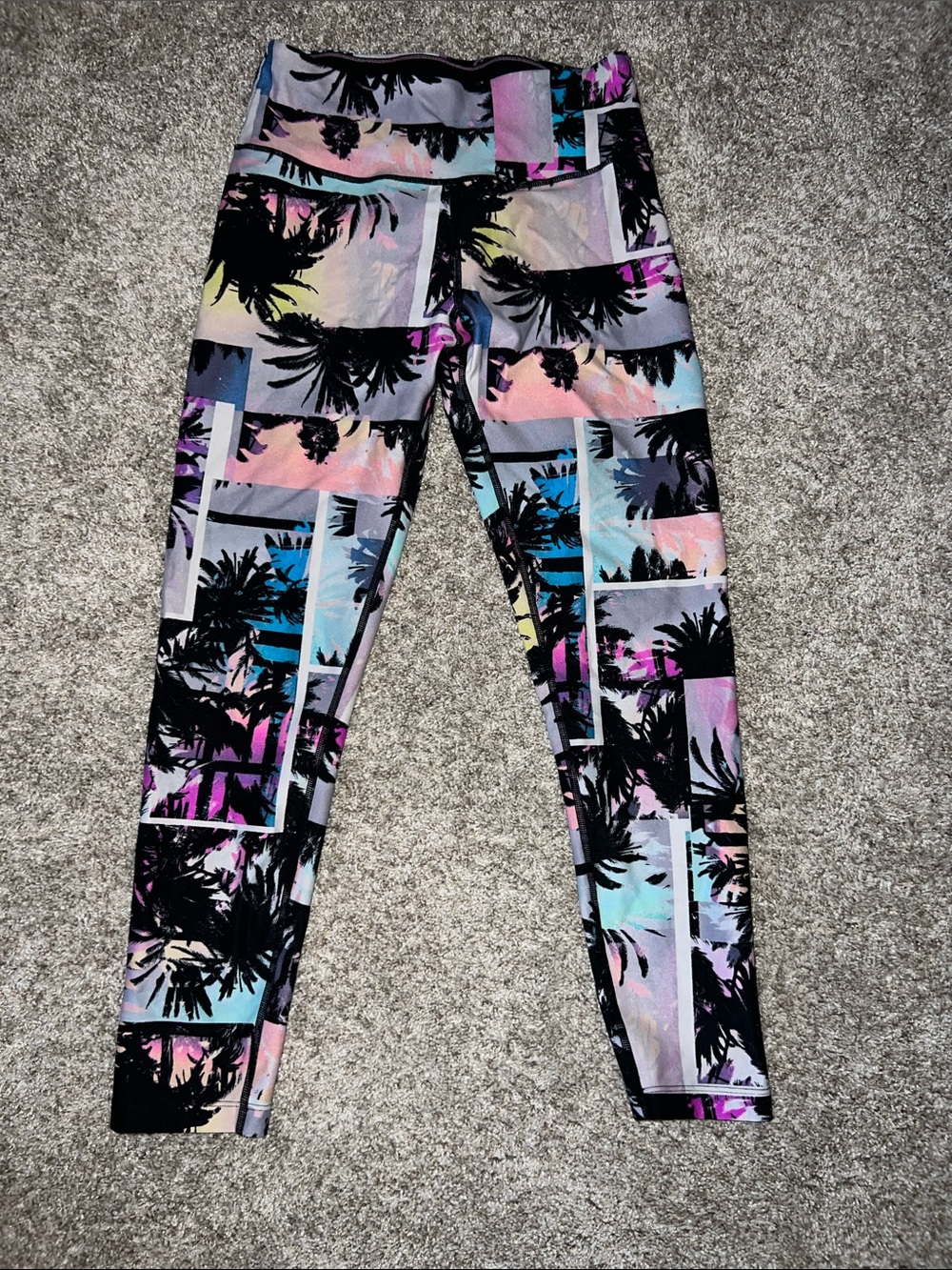 Calvin Klein Multicolor Palm-Print Leggings with Black Silhouettes
